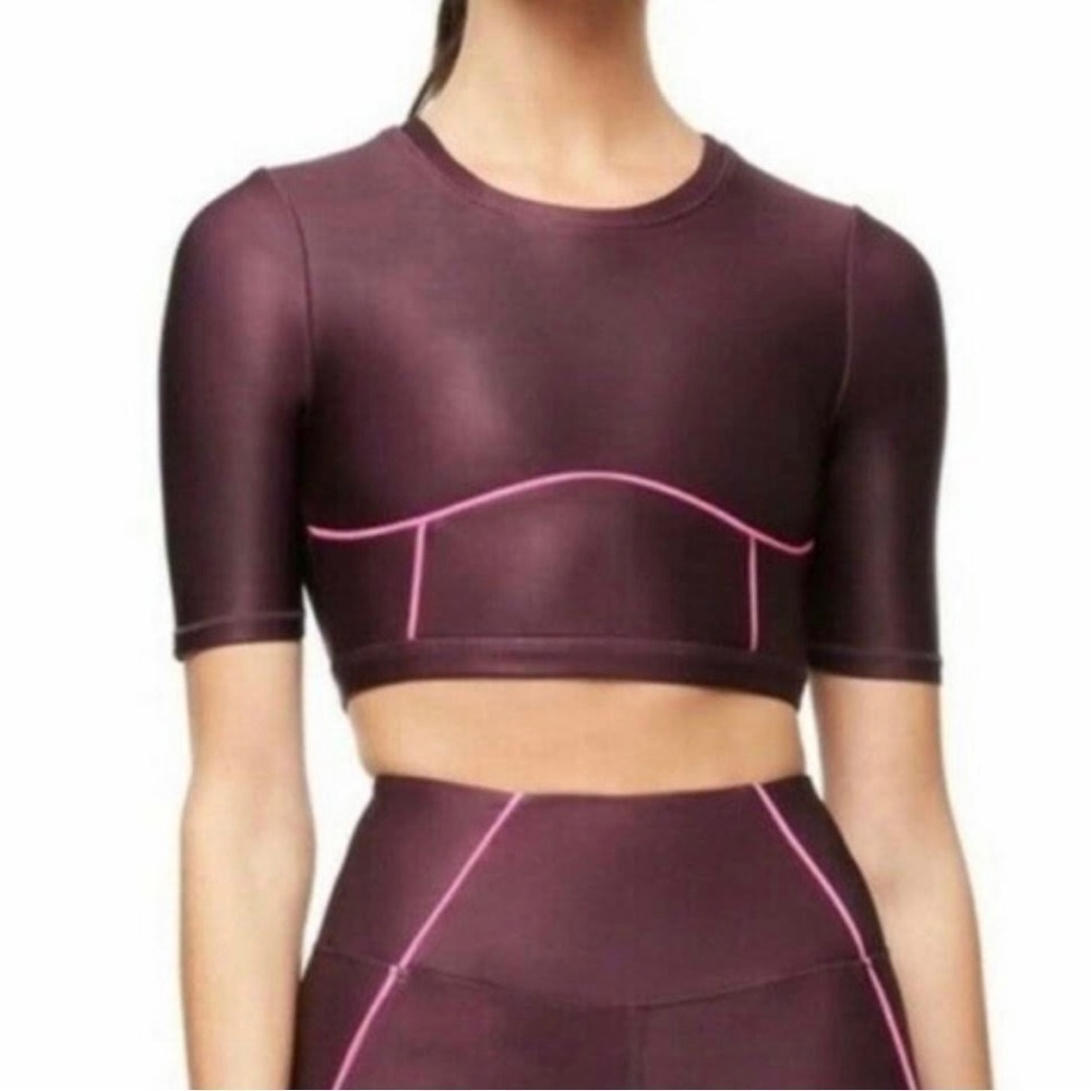 Good American Crop top “electric feel SS crop top” Bordeaux size “6” (=22/24) - Picture 2 of 11